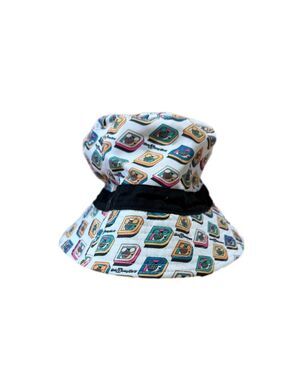 Disney Bucket Hat White Multicolor Icon Print Black Band